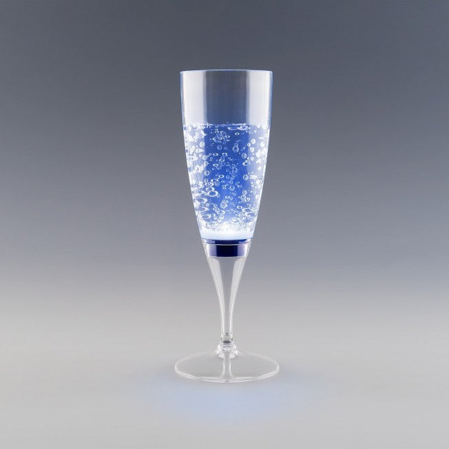 Flûte LED bleue effet pétillant, parfaite pour offrir un moment magique à vos invités ou en cadeau d'événement.