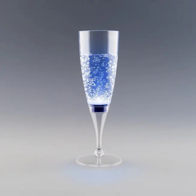 Flûte LED bleue effet pétillant, parfaite pour offrir un moment magique à vos invités ou en cadeau d'événement.