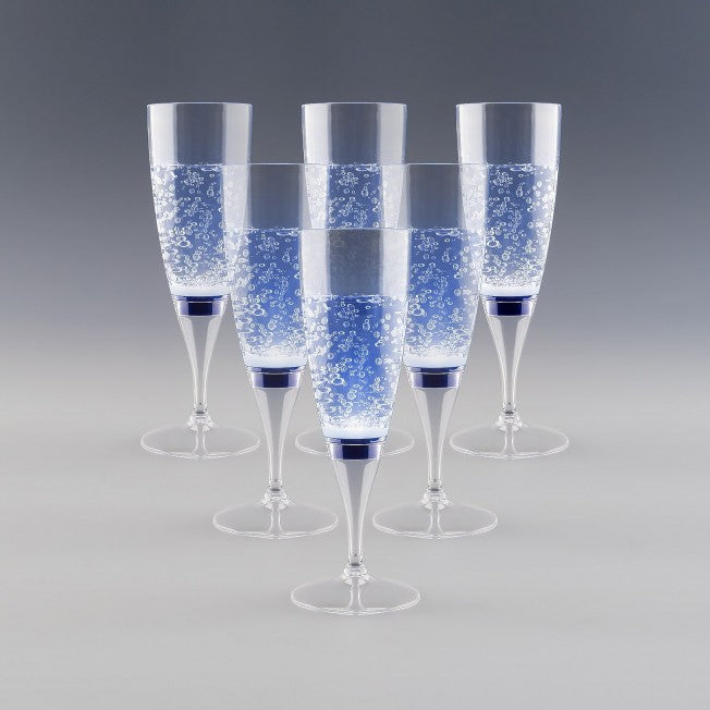 Flûtes LED bleues à effet pétillant, pour des toasts festifs et originaux. Cadeau lumineux pour célébration.