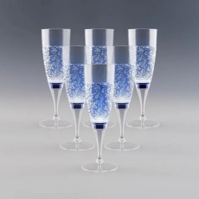 Flûtes LED bleues à effet pétillant, pour des toasts festifs et originaux. Cadeau lumineux pour célébration.