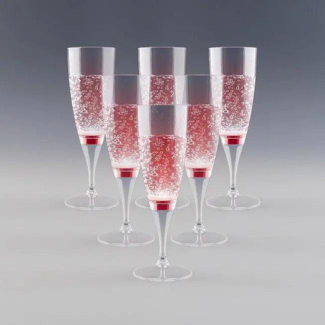 Flûtes à champagne lumineuses rouge à LED, parfaites pour les fêtes, personnalisables pour un effet wahou garanti.