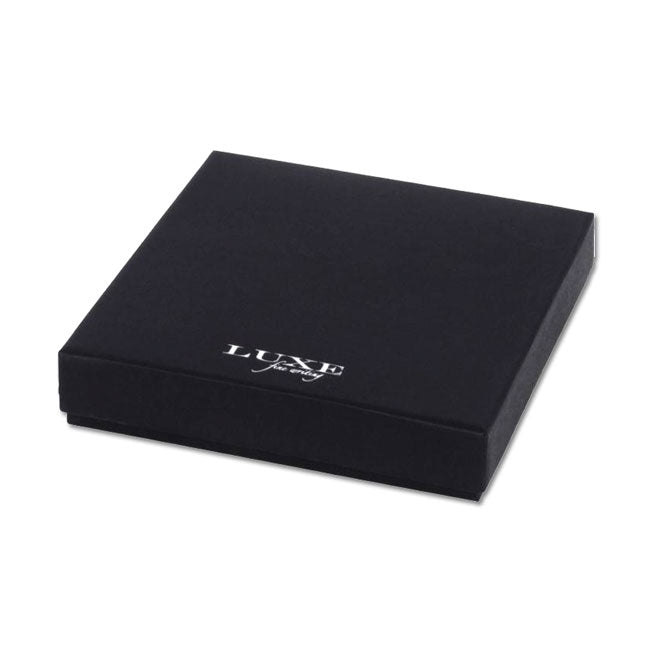 Boîte cadeau noire de la collection Luxe, contenant un portefeuille et un stylo à personnaliser pour un cadeau d'exception.