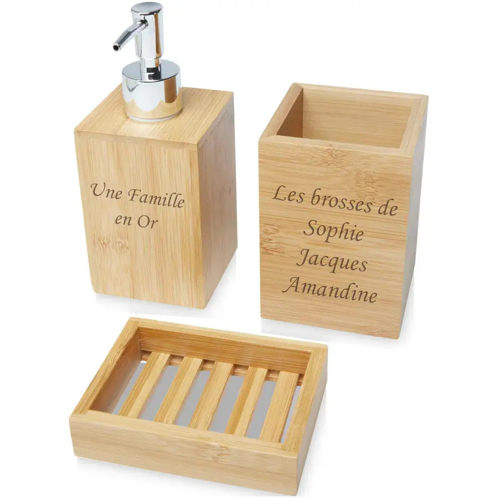 Ensemble de salle de bains en bambou personnalisé – 3 pièces Zephyr Paris
