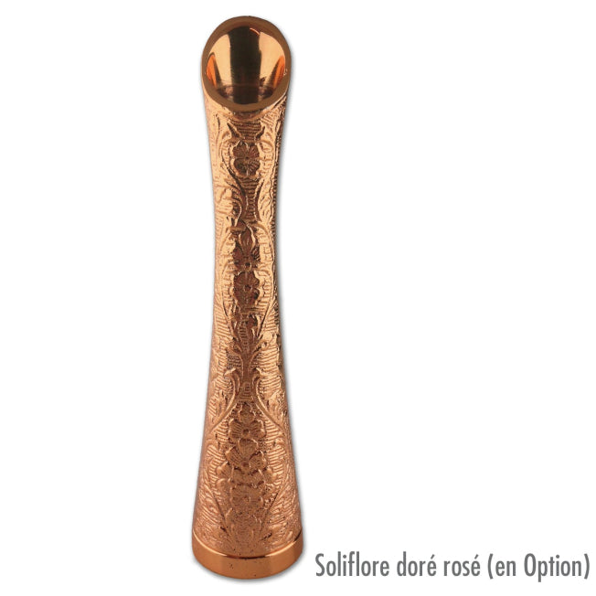 Soliflore doré rose en métal finement gravé, parfait pour sublimer votre rose personnalisée. Option idéale pour un cadeau romantique et raffiné.