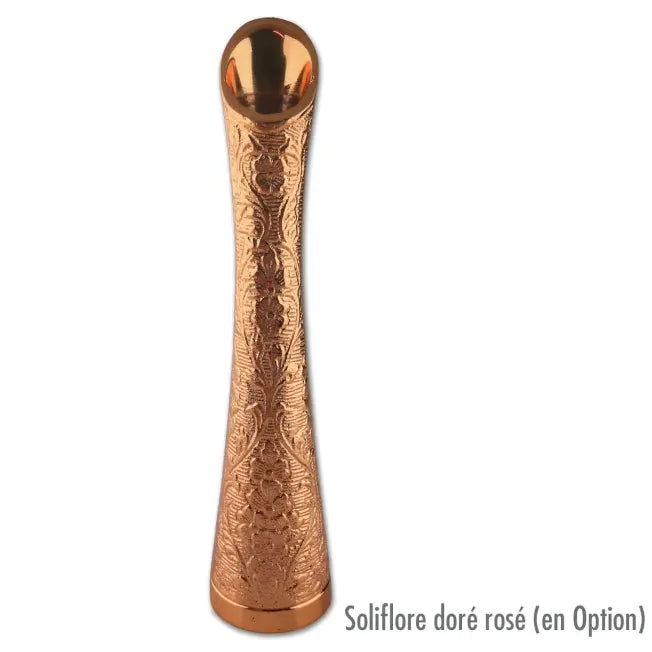 Soliflore doré rose en métal finement gravé, parfait pour sublimer votre rose personnalisée. Option idéale pour un cadeau romantique et raffiné.