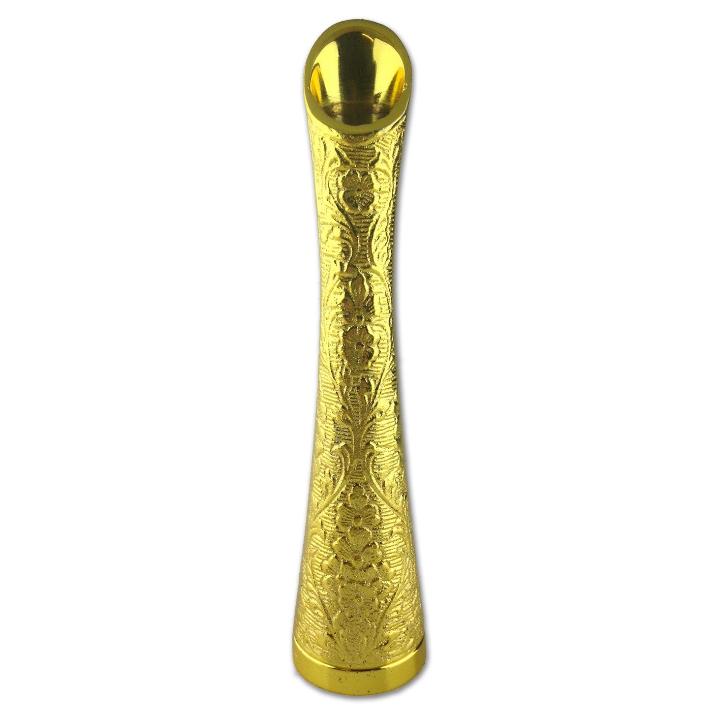 Soliflore en métal doré gravé pour rose éternelle personnalisée, vase élégant pour cadeau précieux.
