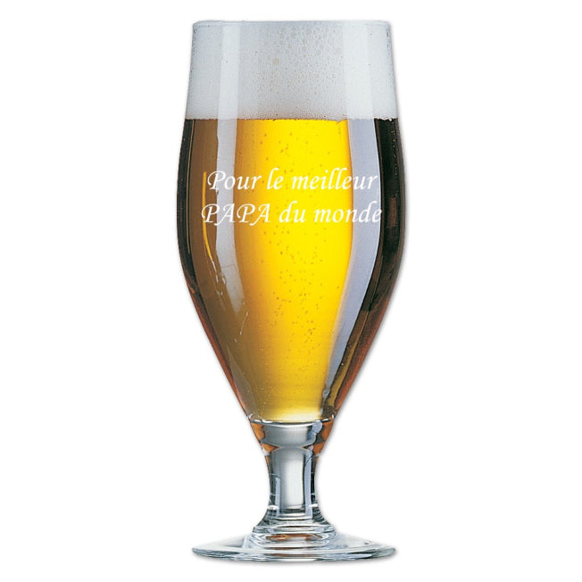 Verre à bière personnalisé 50 cl – dédicace gravée "Pour le meilleur PAPA du monde", un cadeau unique et touchant.