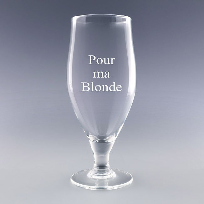 Verre à bière personnalisé 50 cl gravé "Pour ma Blonde" – un cadeau original et plein d’humour à offrir à votre moitié.