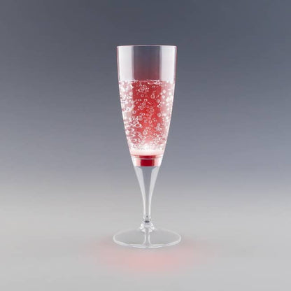 Flûte lumineuse rouge à LED avec bulles. Apportez de la couleur et du fun à vos soirées avec ce verre original.