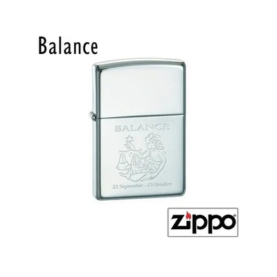 Briquet Zippo personnalisable signe Balance avec gravure du zodiaque et dates, idéal comme cadeau unique et élégant pour les natifs de septembre à octobre.