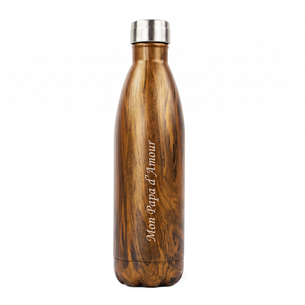 Bouteille isotherme Yoko Design 750 ml à motif bois, personnalisable par gravure laser