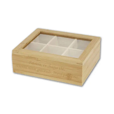 Boîte à thé personnalisée avec le texte "La boîte à Thé de Béatrice", idéale pour offrir un moment de détente sur mesure à un amateur de thé.