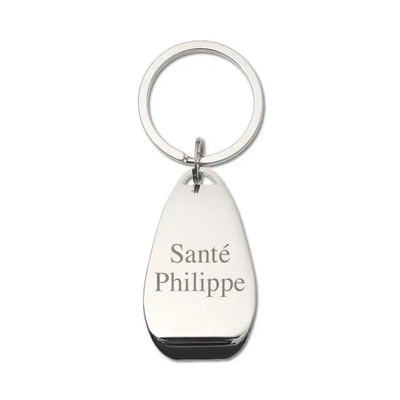 Décapsuleur personnalisé en métal gravé “Santé Philippe”, un accessoire original à offrir pour un anniversaire ou un remerciement.