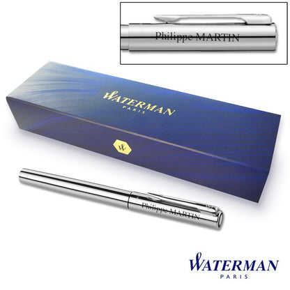 Stylo Waterman Graduate personnalisé avec son coffret bleu – un cadeau haut de gamme à offrir avec gravure du prénom et nom.