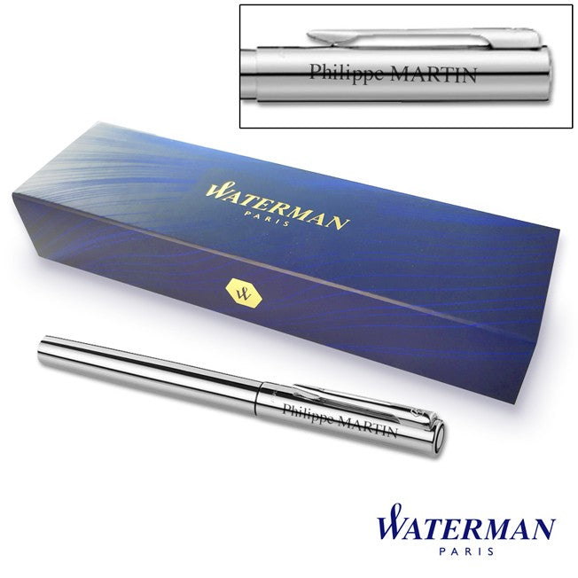 Stylo Waterman Graduate personnalisé avec son coffret bleu – un cadeau haut de gamme à offrir avec gravure du prénom et nom.