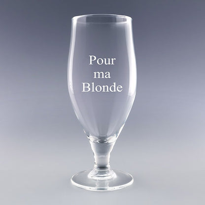 Verre à bière personnalisé 50 cl gravé "Pour ma Blonde" – un cadeau original et plein d’humour à offrir à votre moitié.