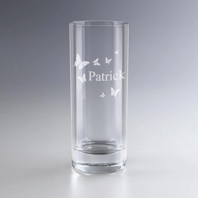 Verre à eau Papillons personnalisé avec prénom "Patrick" – gravure décorative de papillons pour un cadeau élégant et unique à offrir.